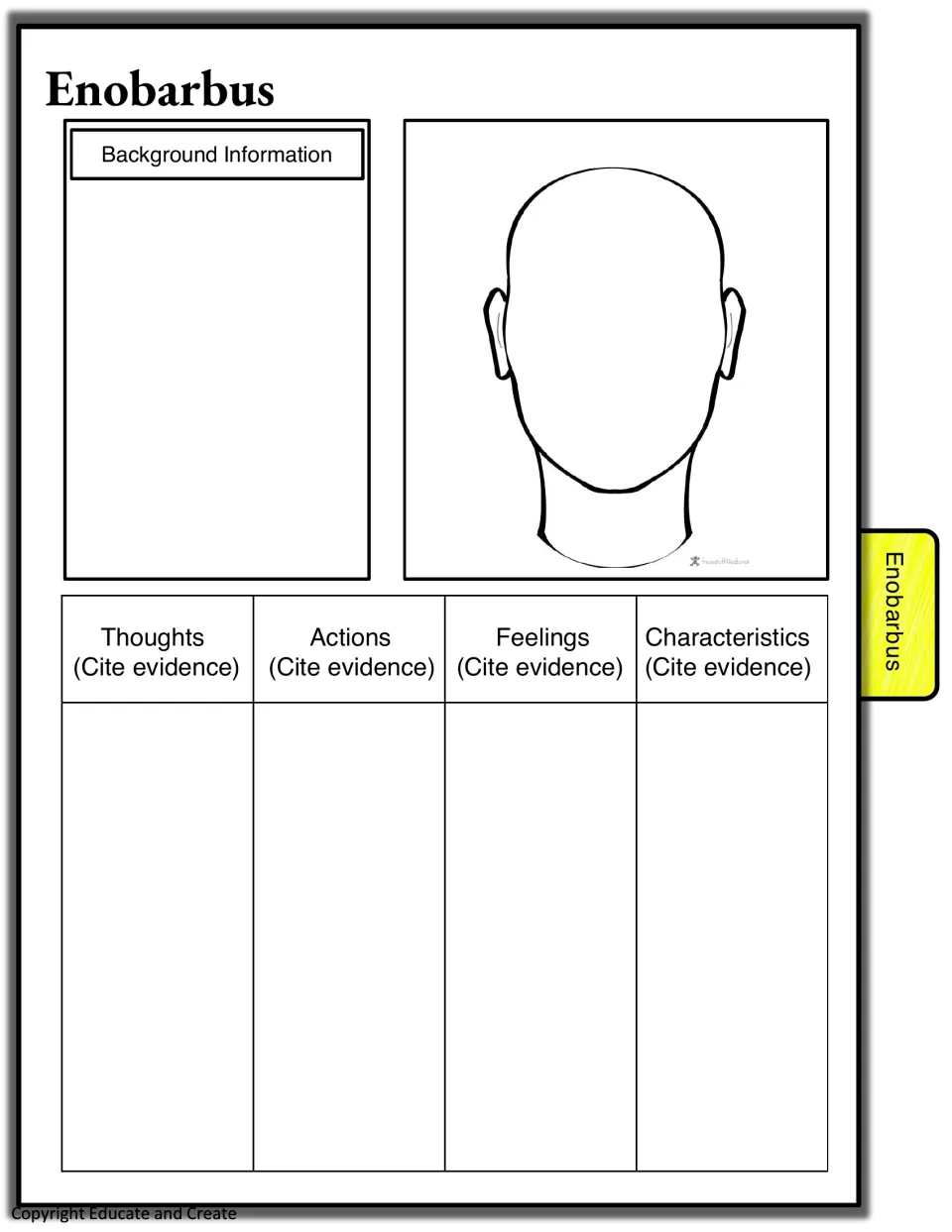 Enobarbus character analysis: students summarize his background, sketch his face and support his traits with quotations