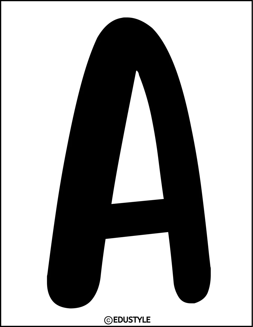 Letter A for the display title: one large solid black bubble letter A filling the page, printed to cut out and hang