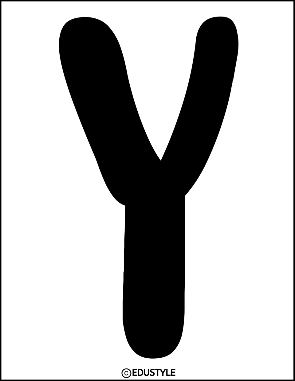 Letter Y title piece: a single oversized black rounded letter Y, cut out and placed after A and N on the door display