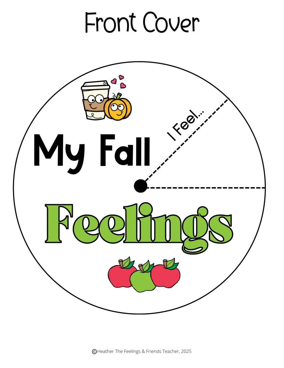 Color front cover cut-out piece titled My Fall Feelings, with an I Feel... window cut out to show the feeling below
