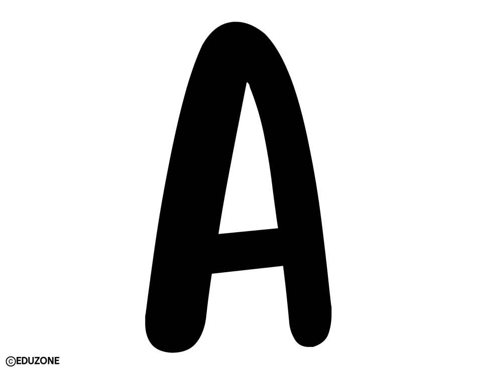 Bulletin board lettering: a full-page black bubble letter A to cut out and use in the fall display title
