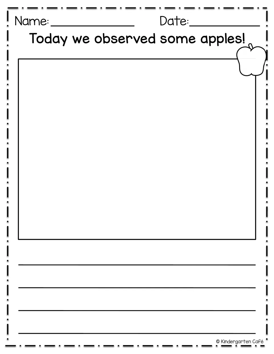 Today we observed some apples: students draw the apples they looked at and write about their observations below