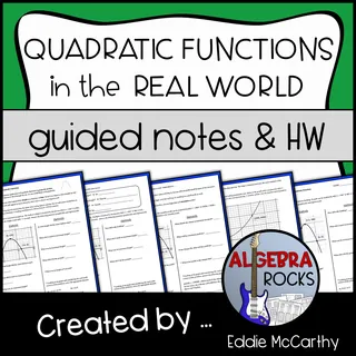 Applications of Quadratic Functions Guided Notes + Homework – cover
