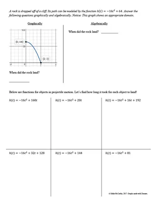 Applications of Quadratic Functions Guided Notes + Homework – sample page 3