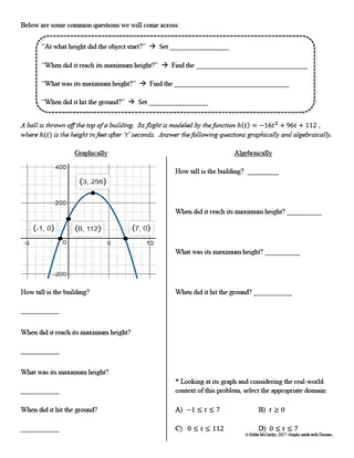 Applications of Quadratic Functions Guided Notes + Homework – sample page 4