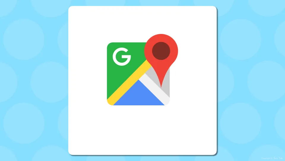 Google Maps vocabulary slide: the green, blue and yellow map icon with a red location pin, shown with no label yet