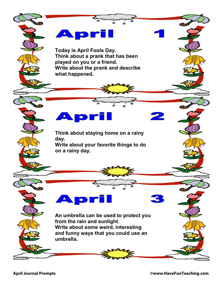 April Daily Journal Prompts by Teach Simple