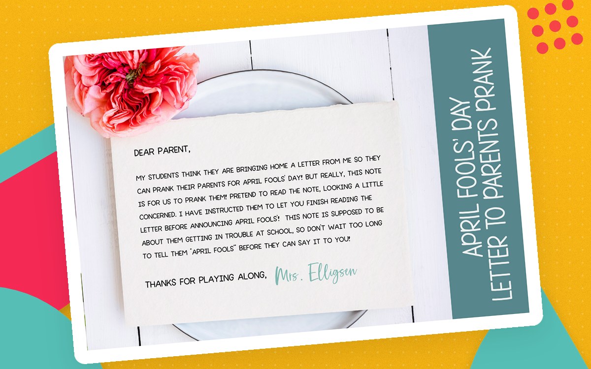 April Fools Day prank letter to parents cover.