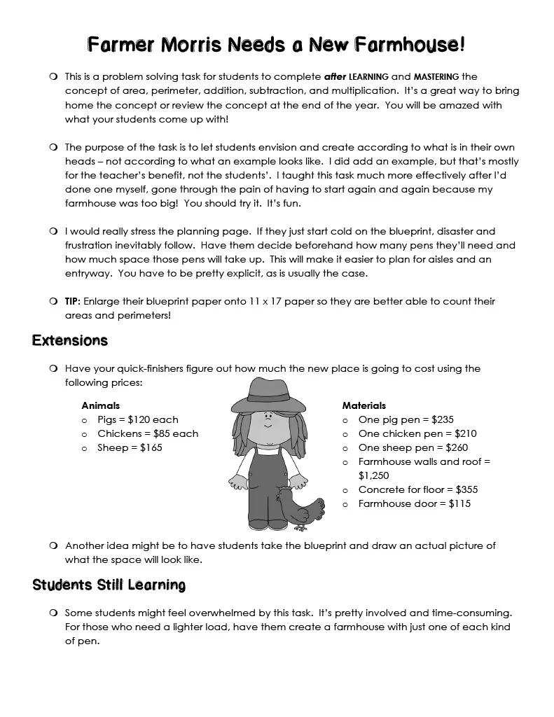 Area and Perimeter Farmer Project – cover