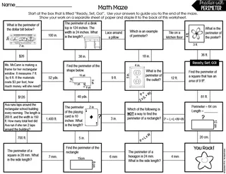 Area and Perimeter Math Maze – sample page 2