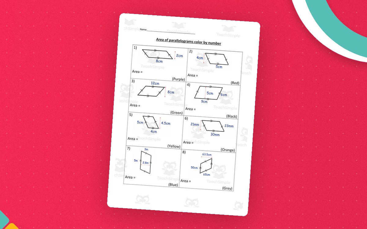 Area of Parallelograms – Color by Number Activity preview