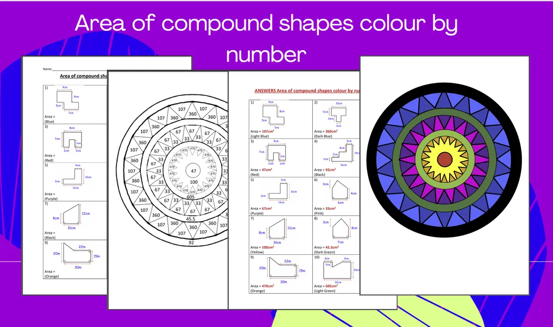 Compound Shapes Area – Color by Number Activity – cover