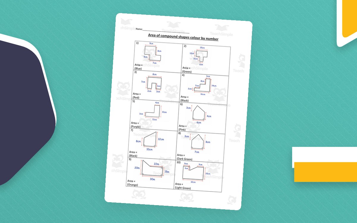 Compound Shapes Area – Color by Number Activity preview