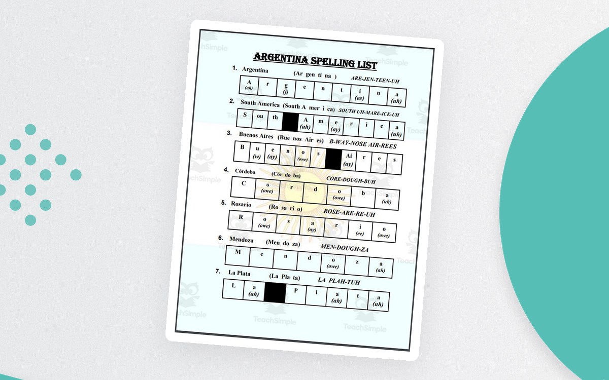 Argentina Spelling List preview