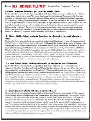Argumentative Essay Counterclaim Paragraph Practice – sample page 3