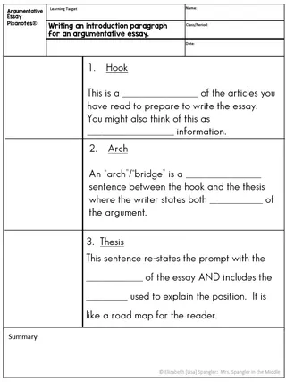 Argumentative Essay Introduction – Middle School Lesson – sample page 2
