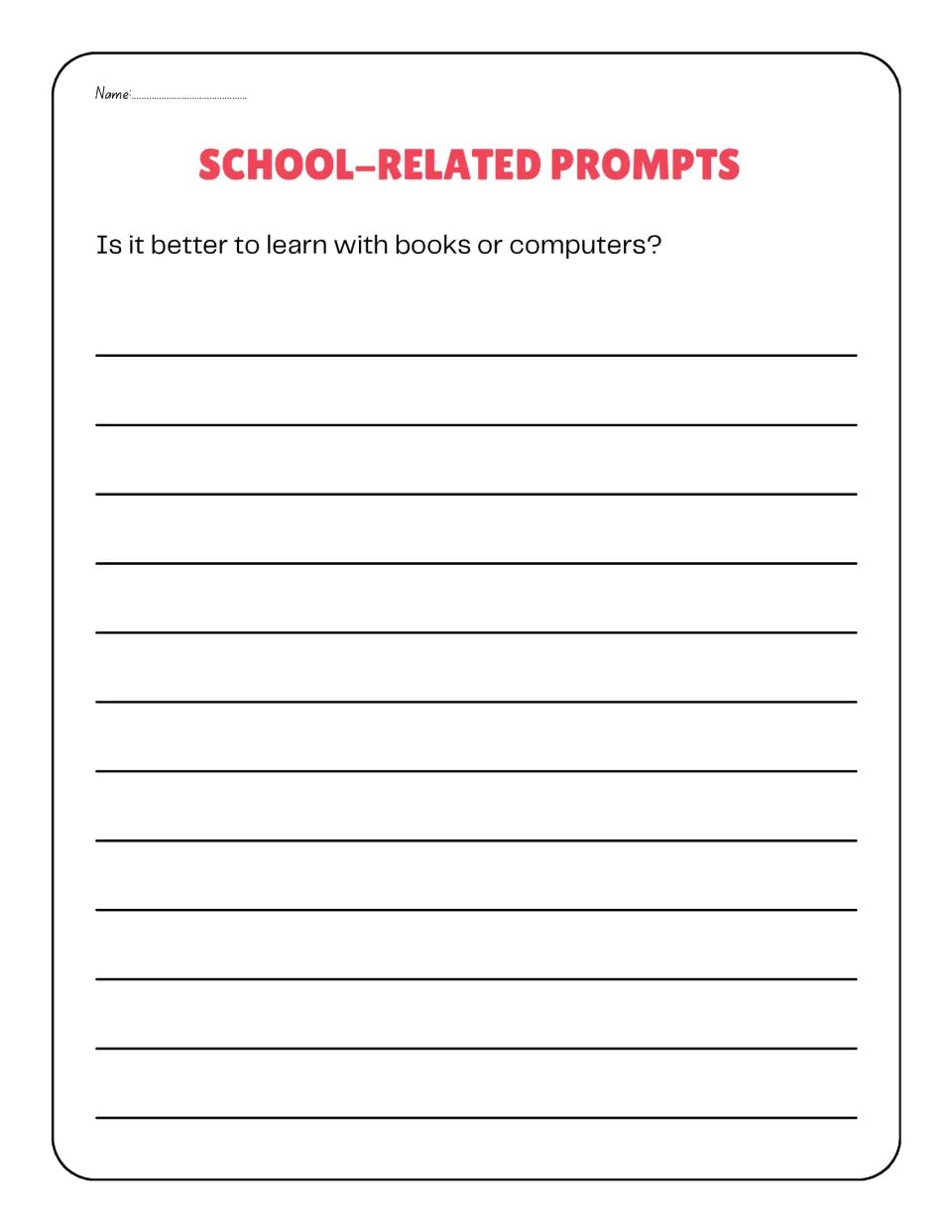 School-related opinion prompt: students argue whether learning with books or computers is better, giving reasons