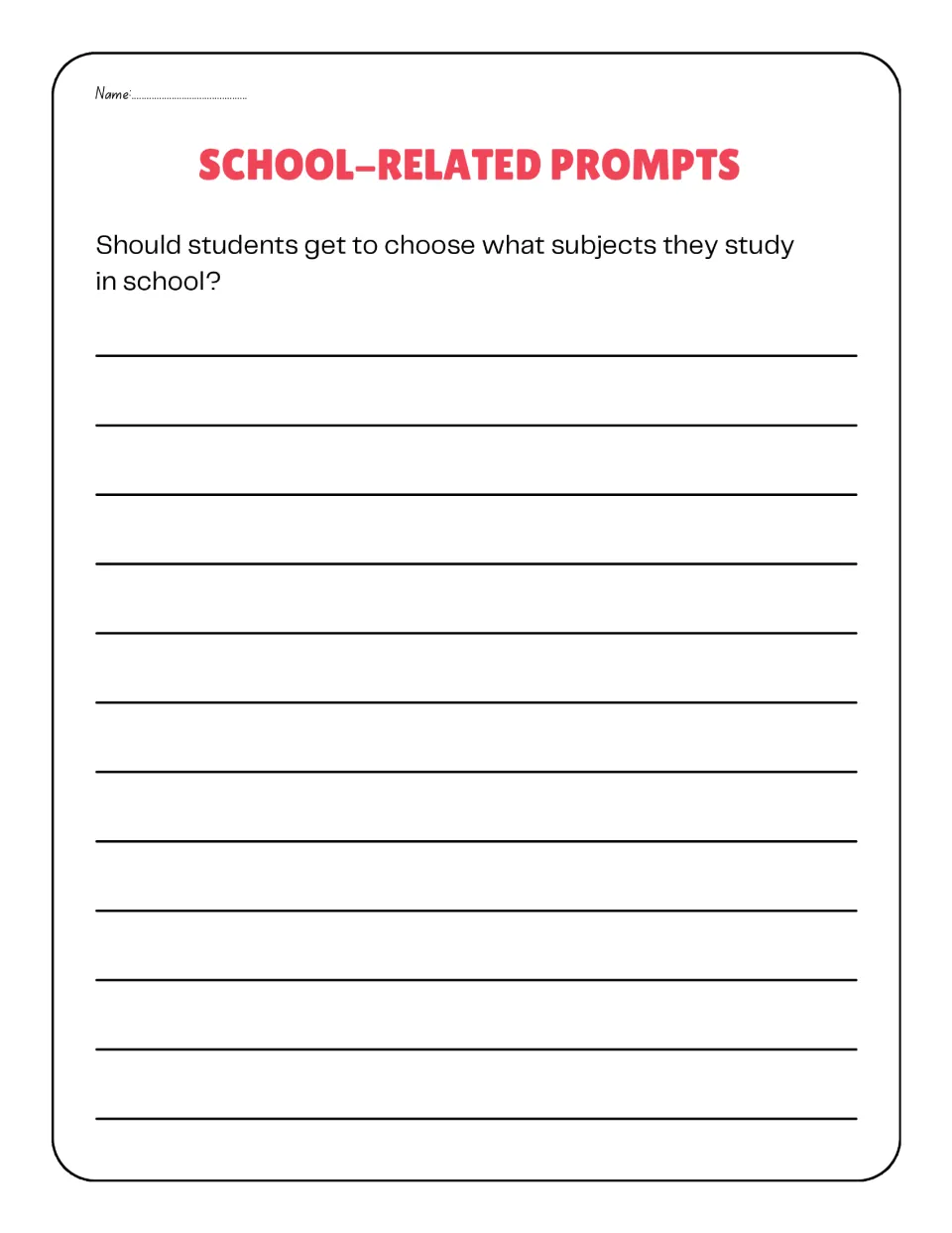 School-related argument prompt: students argue whether kids should get to choose what subjects they study in school