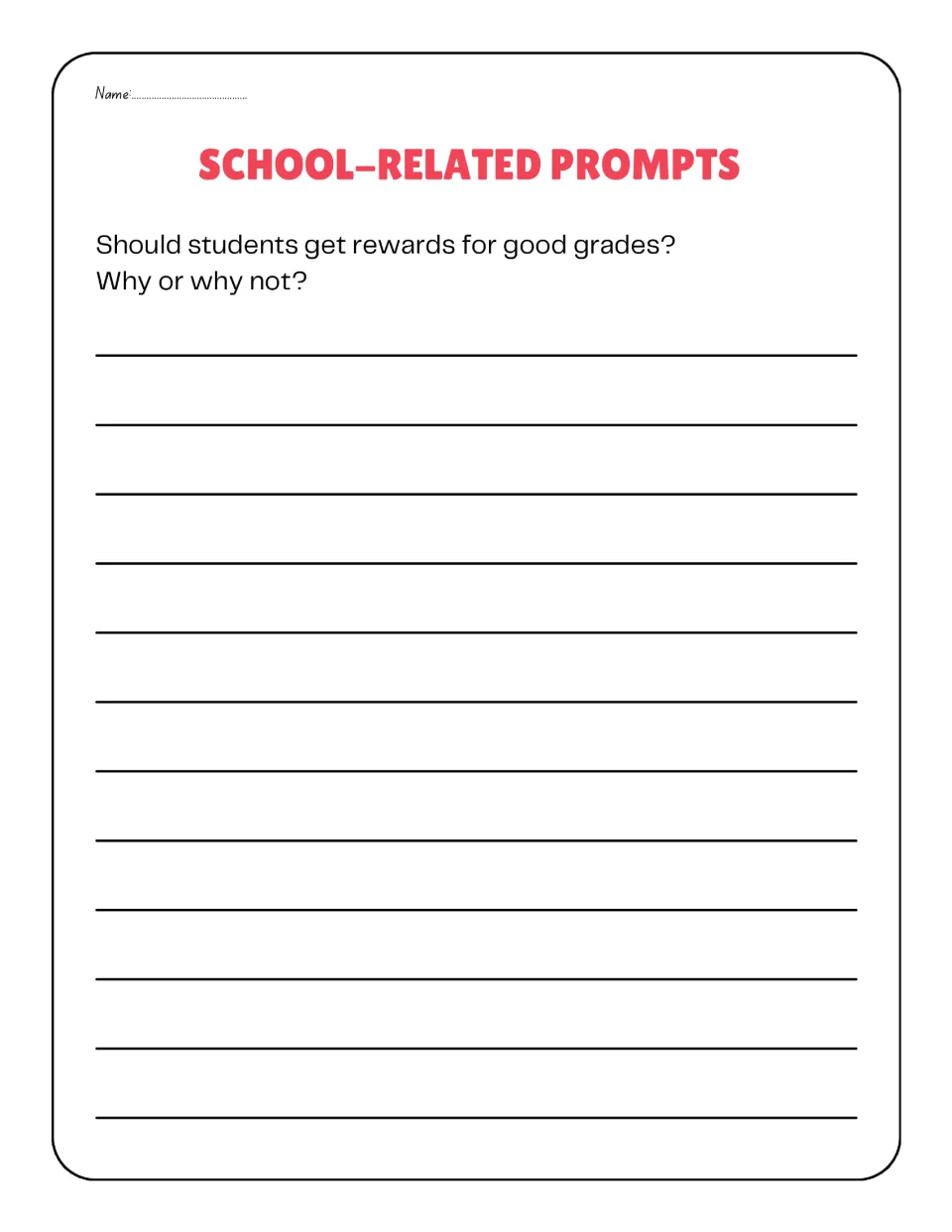 School-related opinion prompt: students argue whether students should get rewards for good grades, why or why not