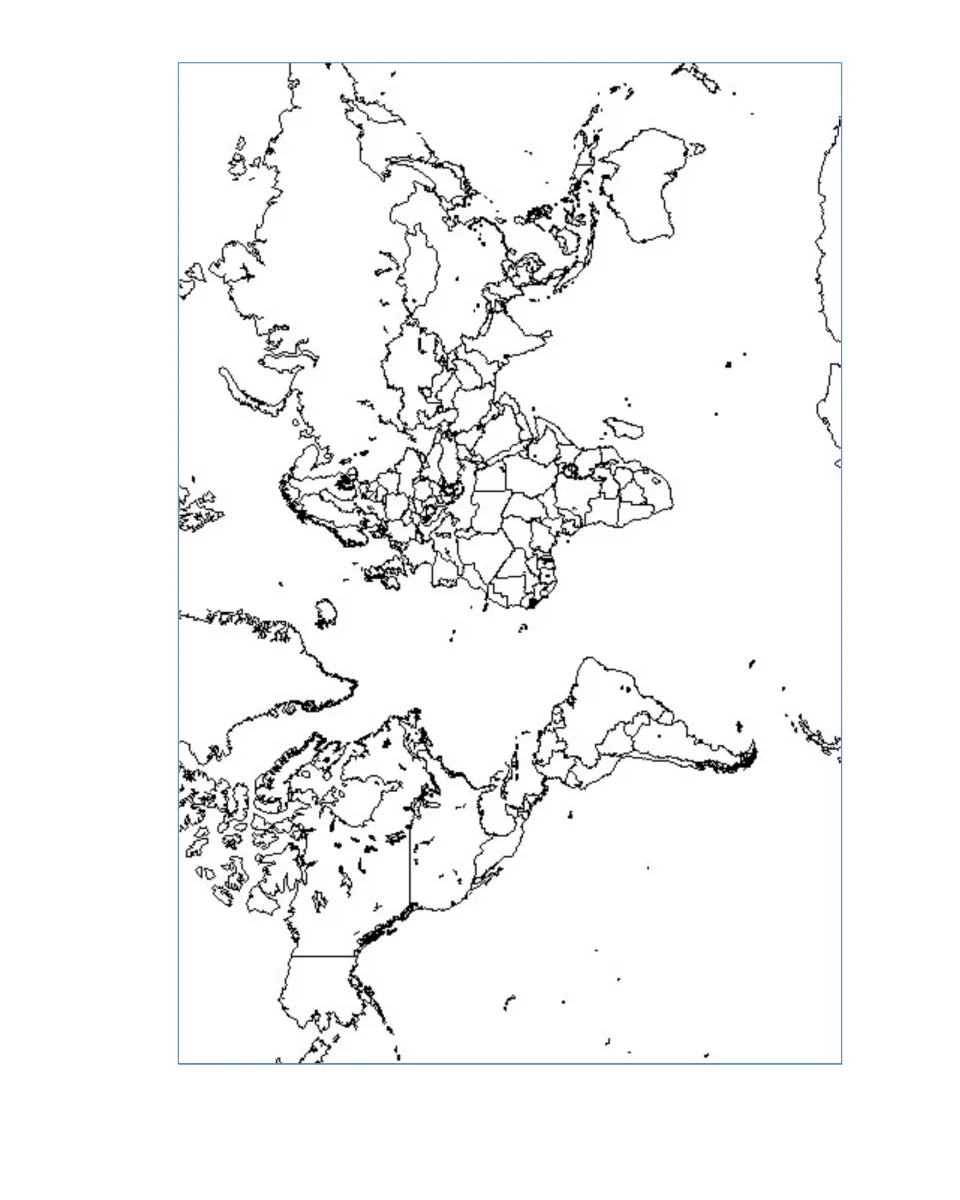 Black-and-white world map shows country boundaries without labels for locating countries during geography studies