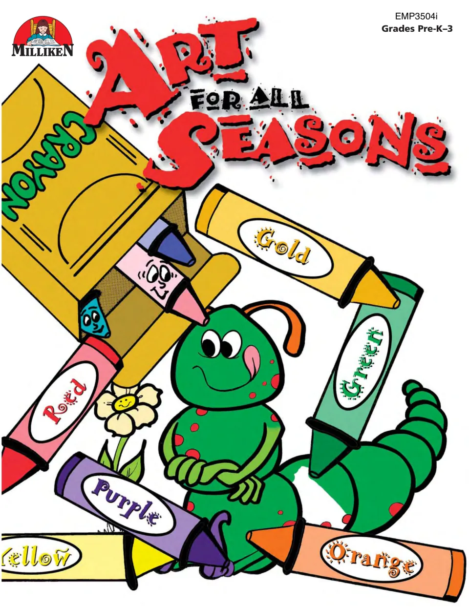 Cover of the seasonal art and craft collection for grades Pre-K–3, featuring a caterpillar and crayons