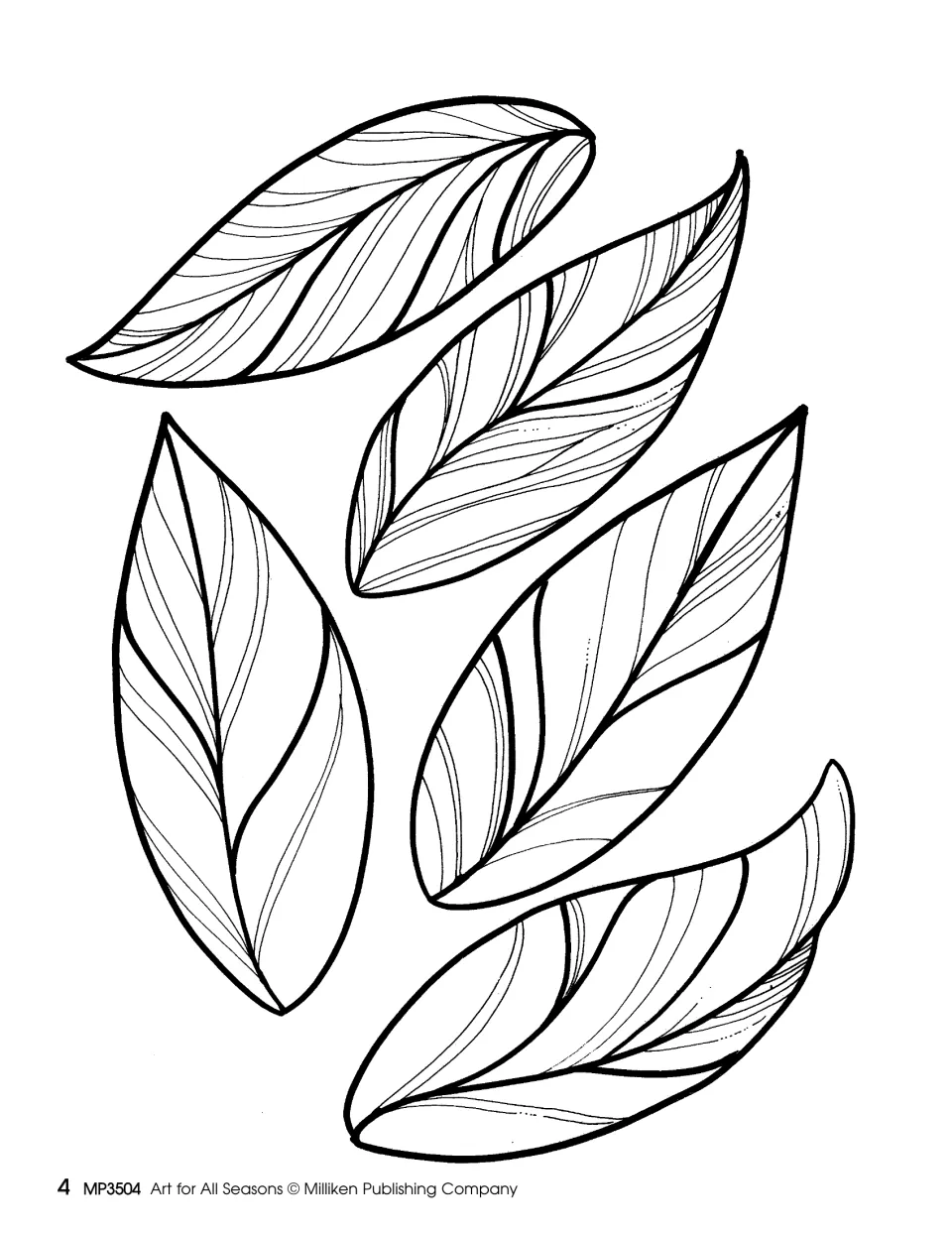 Acorn-and-leaf figure craft pattern, second sheet: five pointed leaf cutouts for the figure's limbs