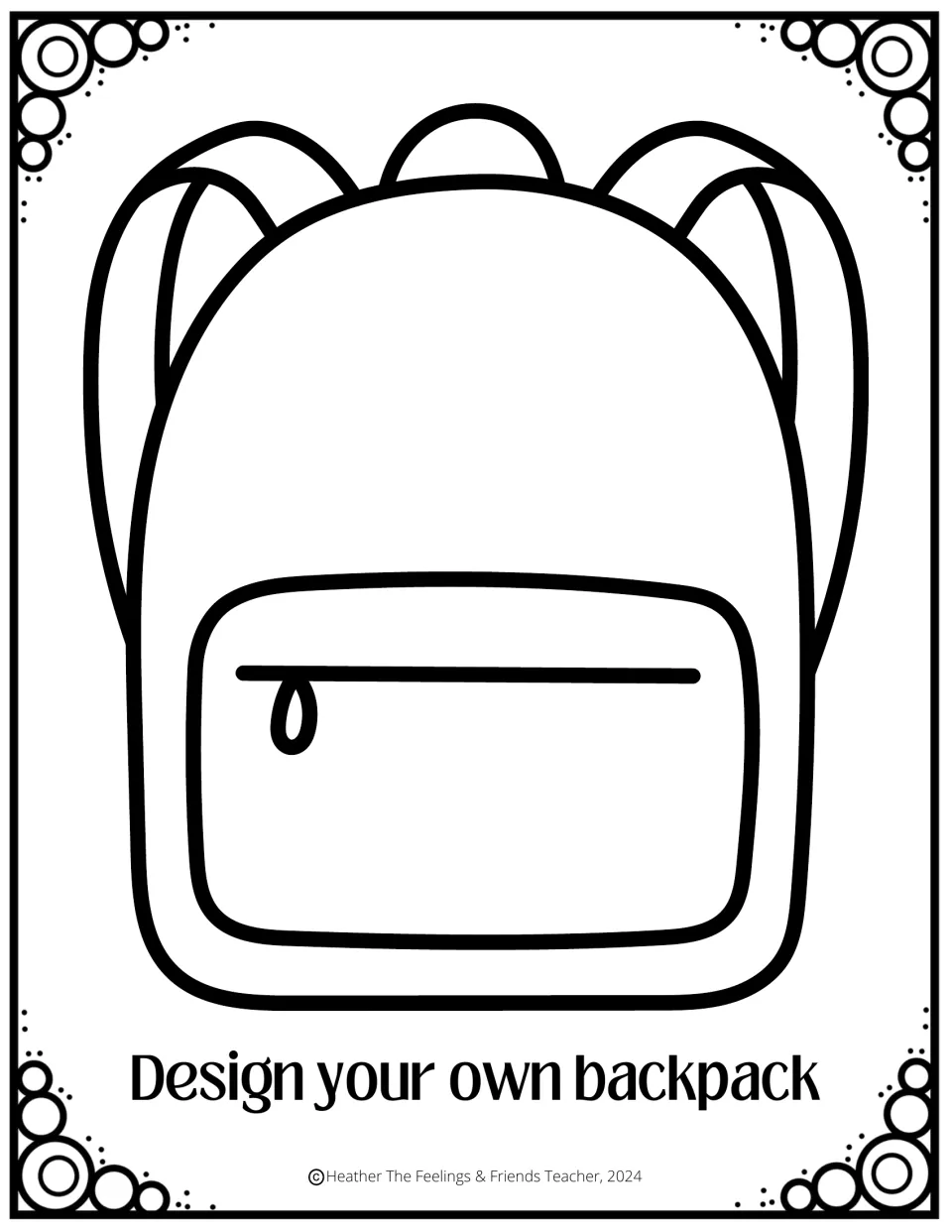 Backpack makeover: students decorate a school backpack outline with a front zip pocket in any style they like