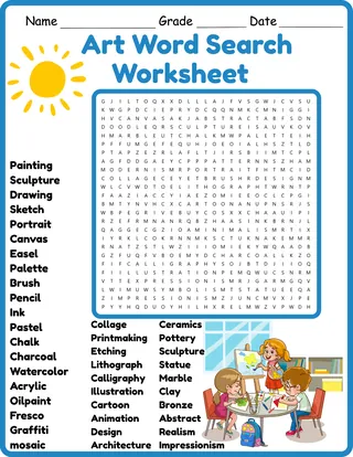 art Word Search 2nd, 3rd, 4th & 5th Grades Worksheet Activity – cover