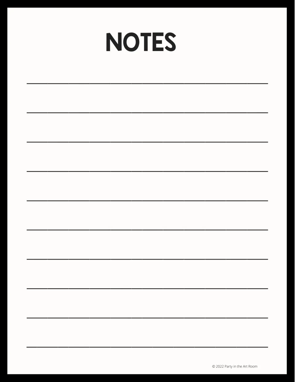 Notes page provides space for educators to record notes as part of the arts integration professional development packet