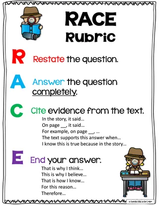 RACE Response Rubric - Ask and Answer Questions With Text Evidence – sample page 2