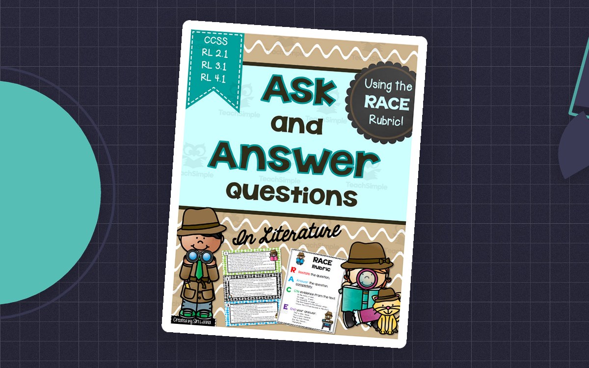 Ask and Answer Questions RACE rubric cover with student response pages.
