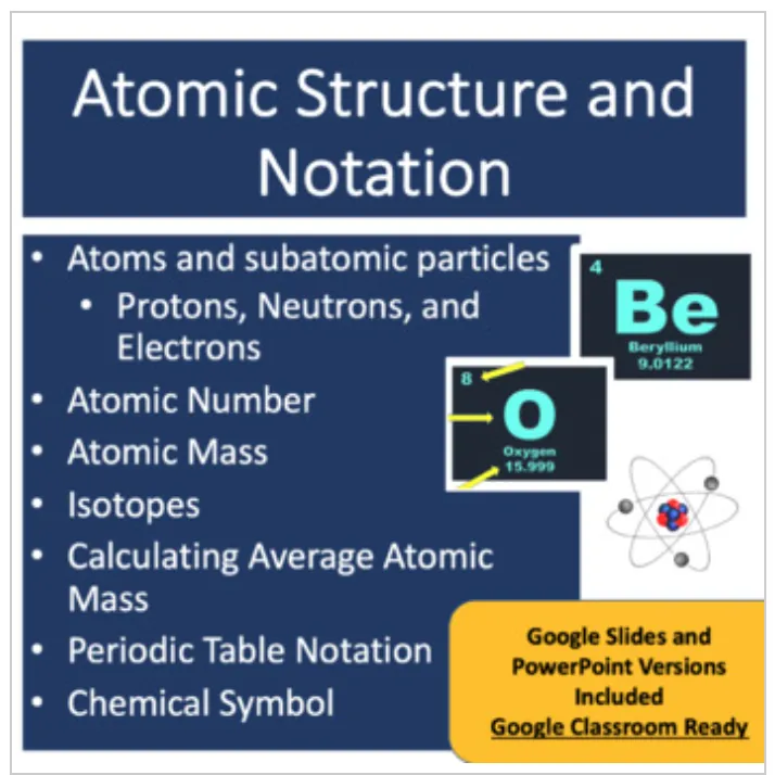 Atomic Structure and Notation Lesson - Google Slides and PowerPoint Lesson – cover