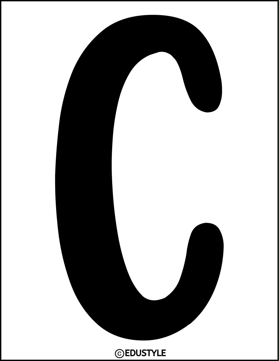 Display letter C: a tall black capital C in a rounded hand-drawn style, printed at full size for cutting out