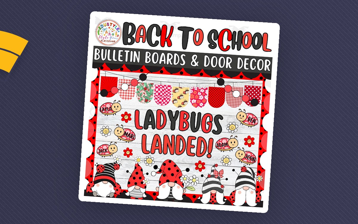 August And Ladybug Back To School Bulletin board or door Decor kit teaching resource preview