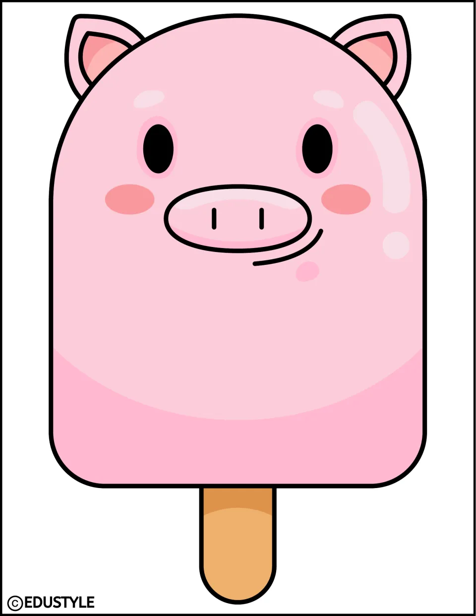 Large pink pig popsicle decoration for the back-to-school bulletin board or door kit, printed one per sheet