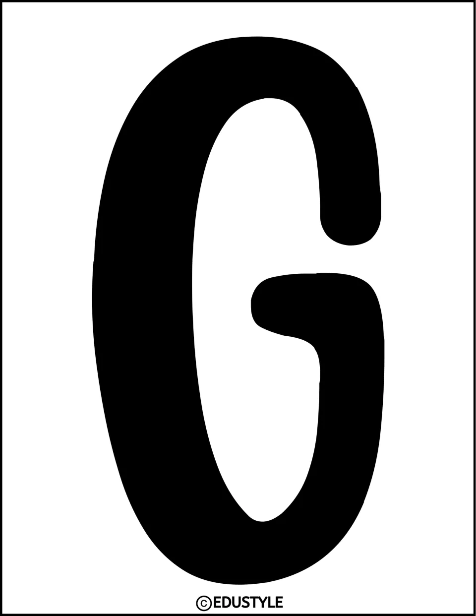 Solid black uppercase G for the back-to-school bulletin board or door display, printed as a single letter