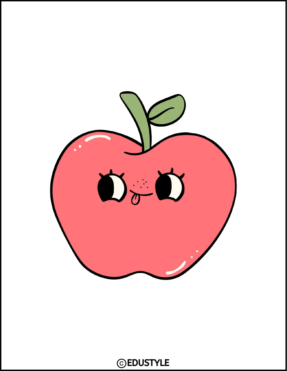 Small pink apple decoration with a face and a leaf on the right for the back-to-school board or door kit