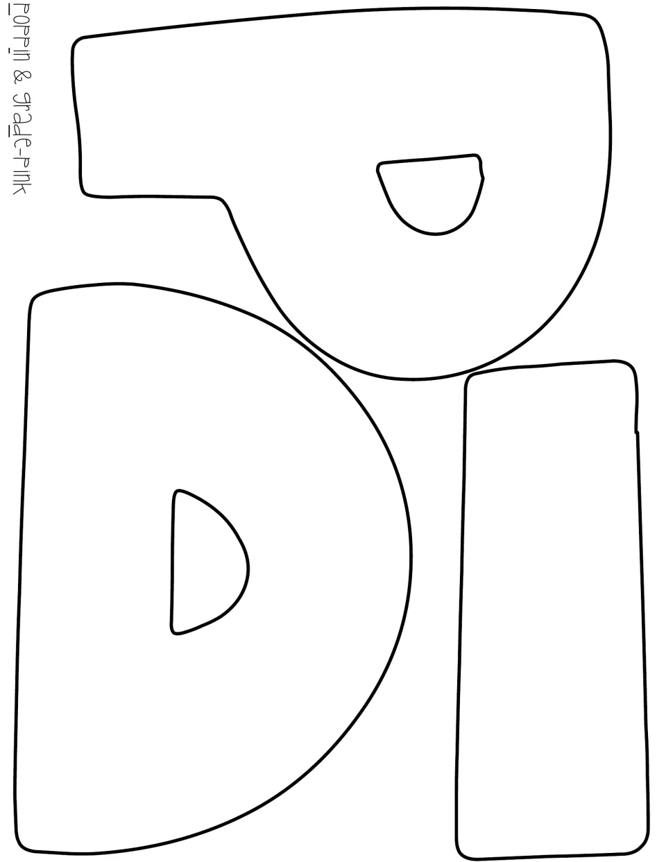 Blank outline letter pieces from the pink Poppin & Grade set, sized large for cutting by hand or with a cutting machine
