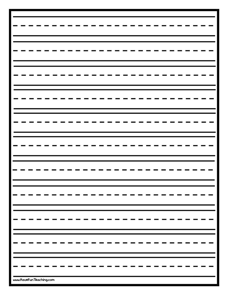 Extra handwriting paper so students can continue writing their own informing or entertaining piece