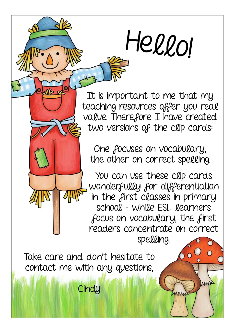 Teacher note from Cindy: one card set targets vocabulary for ESL learners, the other correct spelling for first readers