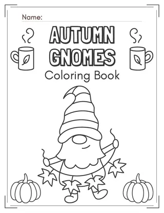 Autumn Gnomes Coloring Book – 22 Holiday Pages – sample page 2