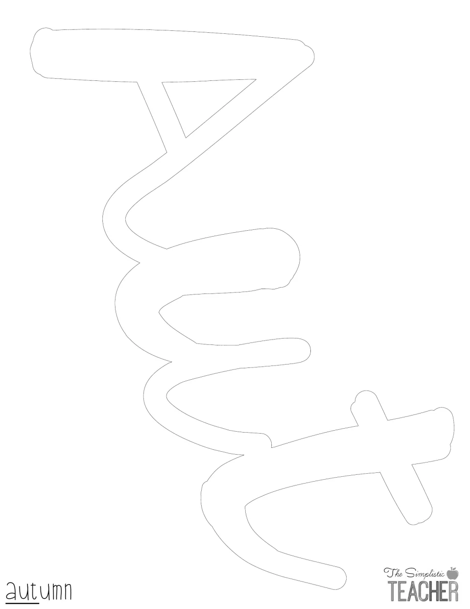 Connected cutout letters “Aut” begin “Autumn” for the fall bulletin board or classroom door decoration