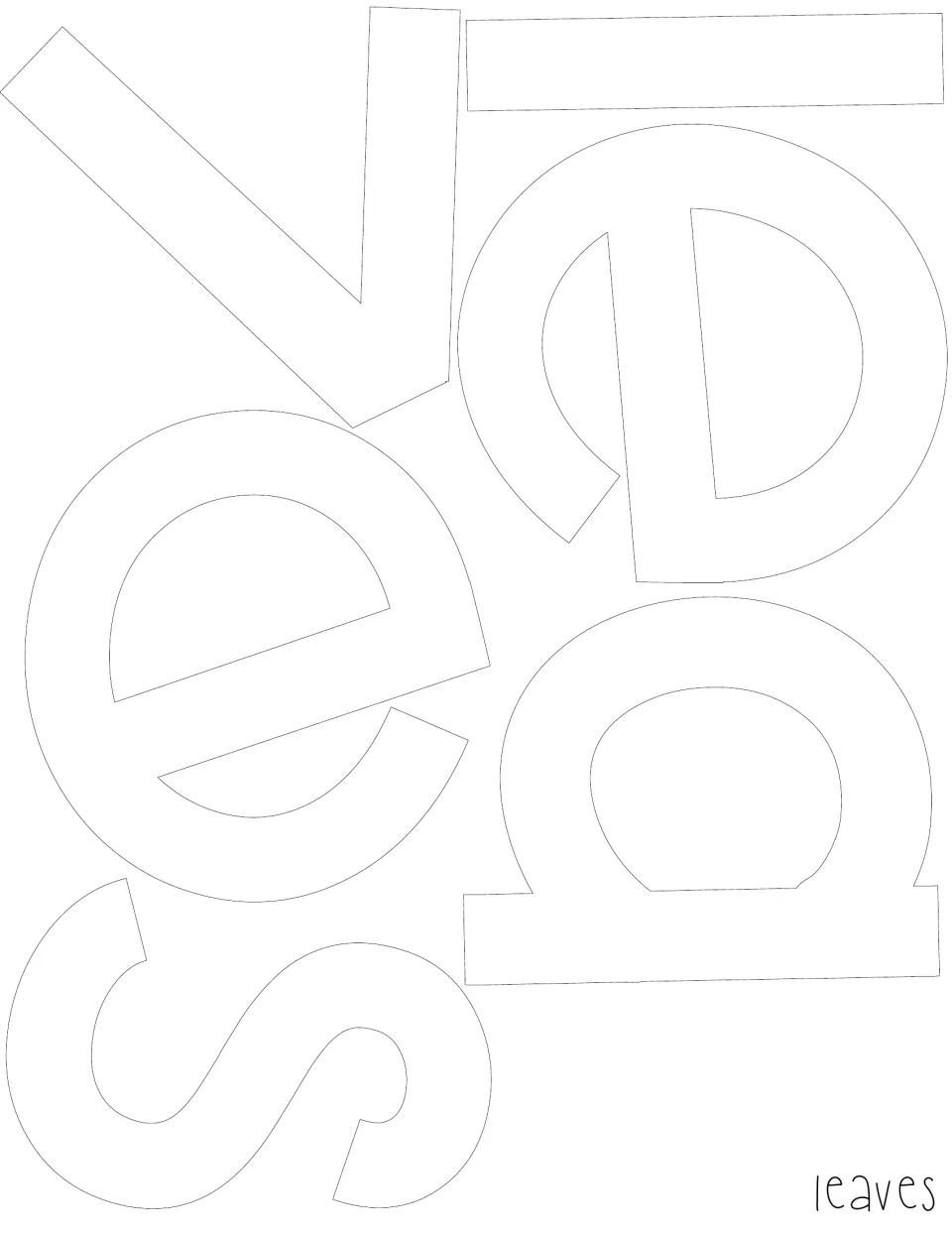 Six individual cutout letters spell “leaves” for the autumn bulletin board or classroom door decoration