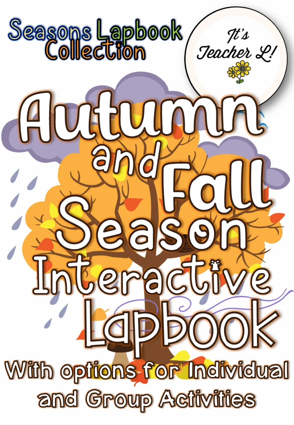 Cover: Autumn and Fall Season Interactive Lapbook, Seasons Lapbook Collection, with individual and group activity options