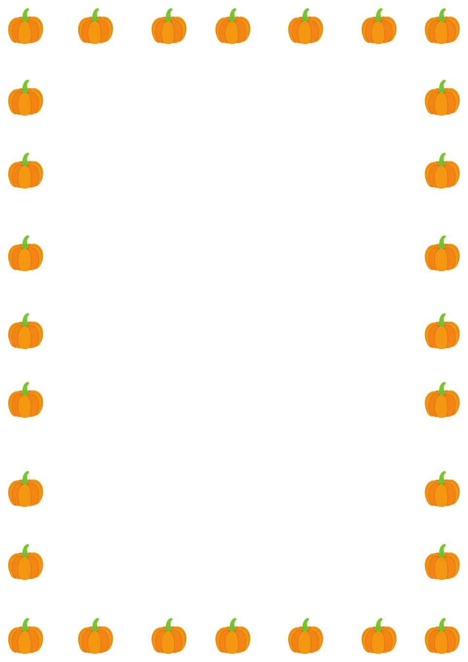 Pumpkin-themed writing paper with small orange pumpkins all around and open space for students to write or illustrate