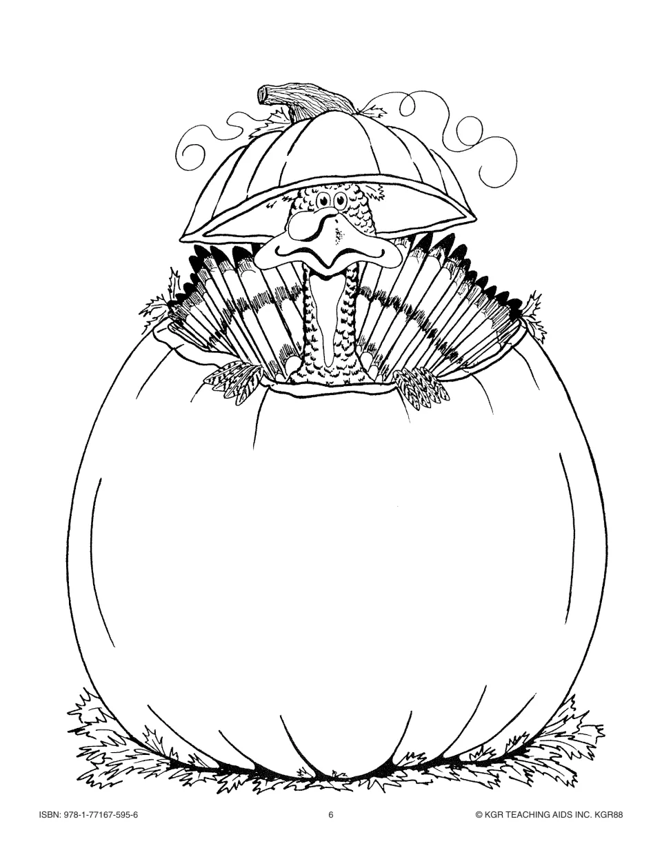 Blank fall task card template showing a turkey inside a pumpkin, for student worksheets or newsletters
