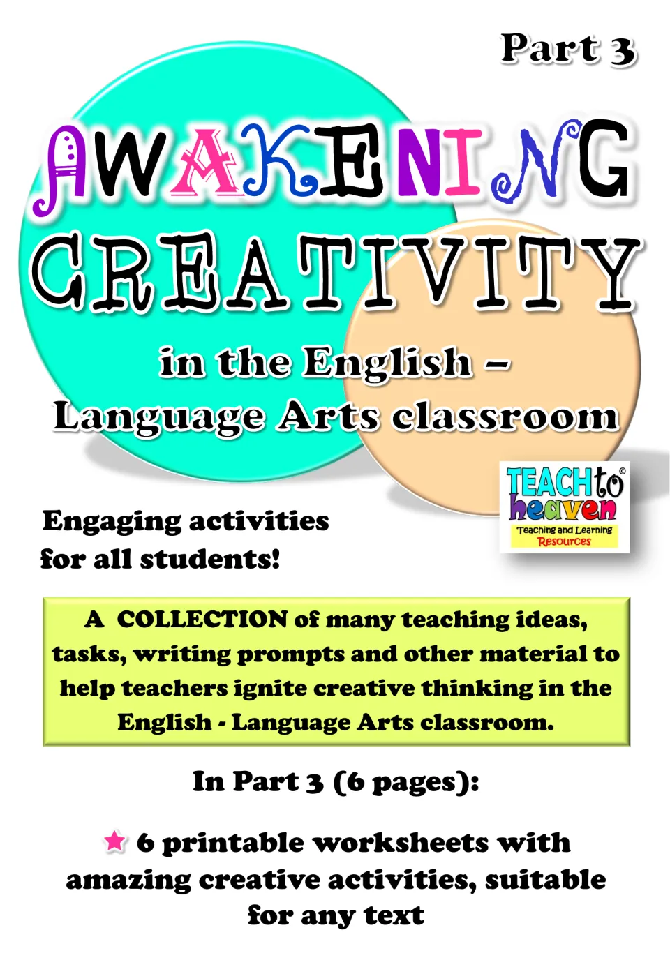Awakening Creativity in the English-Language Arts Classroom Part 3 cover: 6 printable creative worksheets for any text