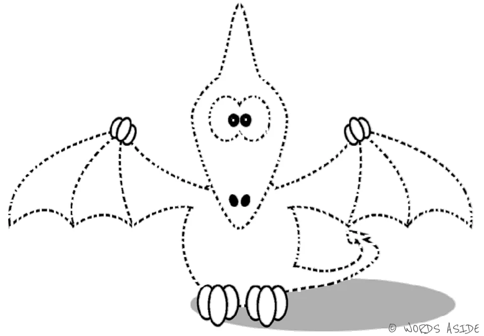 Second dinosaur tracing figure: one large winged creature with a pointed crest and no visual prompts