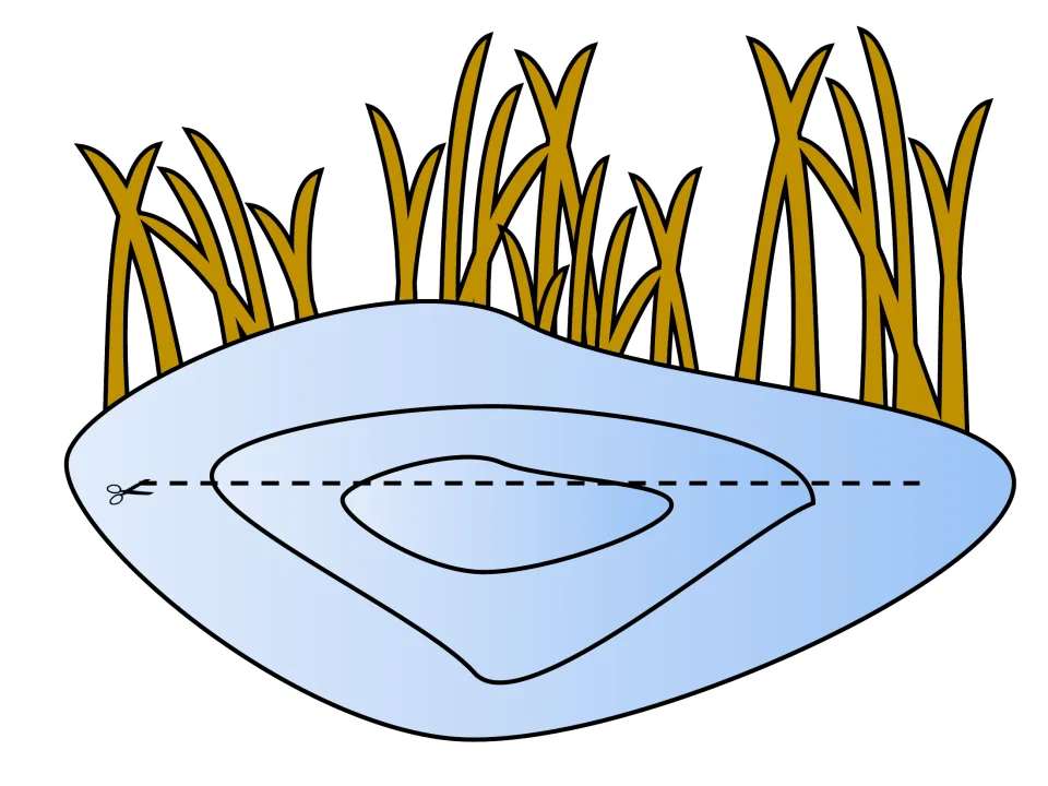 Color river scene template has reeds and water without characters, for adding the separate craft cutouts
