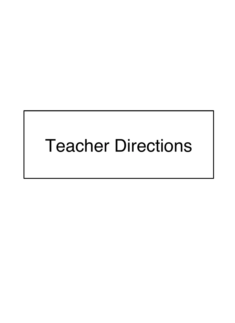 Teacher Directions divider introducing setup instructions and preparation charts for the eight stations